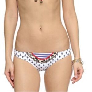 Anthropologie Tigerlily White Aqua Blanca Leopard Bikini Bottom NWT Sz 6
